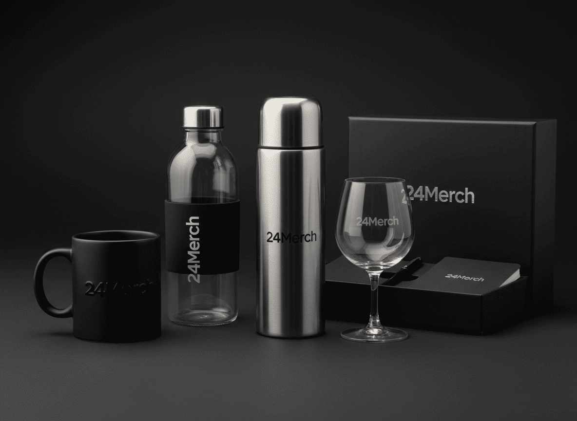 Брендированная посуда с логотипом: кружки, термосы, бутылки для воды на заказ в 24Merch